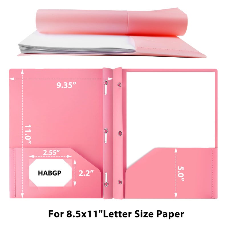 HABGP Two Pocket Folder With Prongs (5 Pack, Pastel Colors), Plastic Folders With Pockets and Business Card Holder, Fit Letter Size, for Organizing Papers in School, Office & Business - Image 2